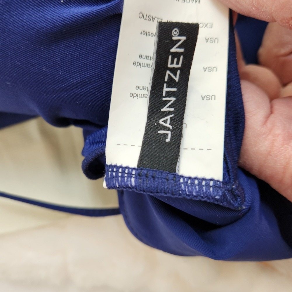 Jantzen Womens Solid Blue Ruched One Piece Swimsuit Size L - Picture 7 of 9